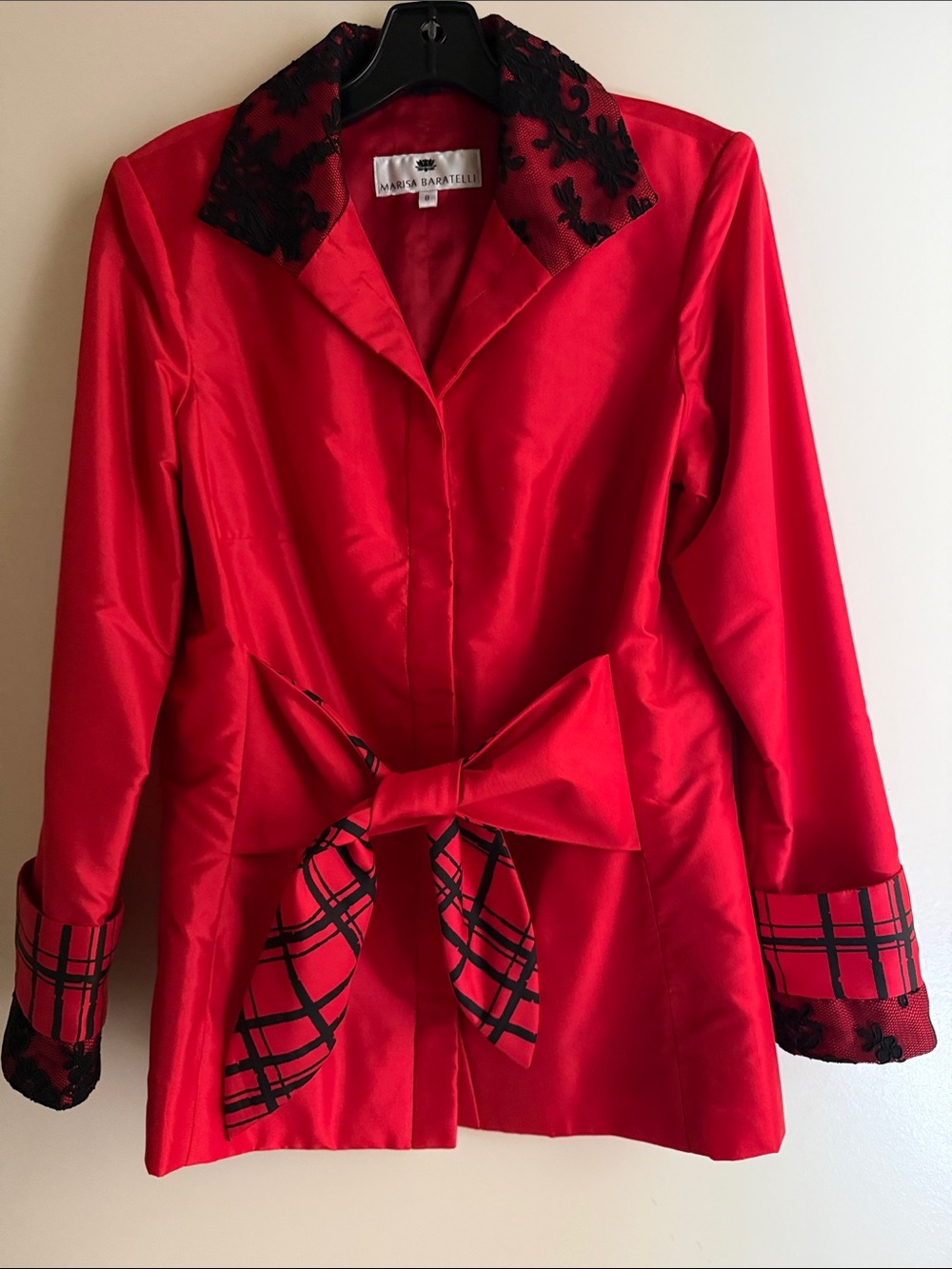 Marissa Baratelli Thai Silk Red Jacket Size 8